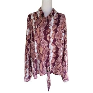 Charlotte Russe Plus Long Sleeve Button Up Dress Shirt Snakeskin Size 3x